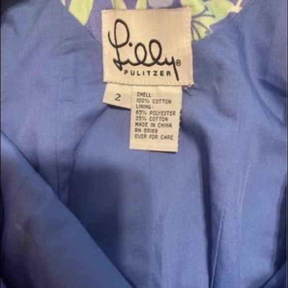 Lilly Pulitzer vintage halter dress. Lavender with green lily print. Size 2. - Picture 3 of 3